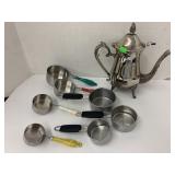 Coffee Pot, Measuring Cups