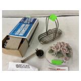 Vntg Silver Plate Basket, Pipe Pendant, Leftons
