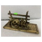 Vintage Brass Wolf Fence Desk Mid