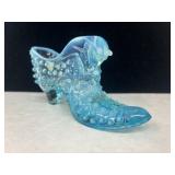Fenton Blue Hobnail Opalescent Cat Head Glass