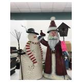 Metal Christmas decor, snowman and Santa Lighted