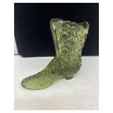 Fenton Daisy and Button Colonial Green Glass Boot
