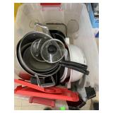 Tote of Pans, Misc Kitchen Items