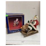 Fabric Mache Santa in sleigh