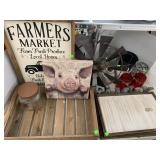 Farmers Market Sign, Pig Sign, Jars/Vases,