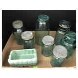 Blue Ball Canning Jars and McCoy Dish