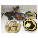 Decorative plates, Rooster Candle Holder, &