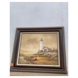 Lighthouse and Canoe Painting