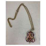 Vntg butterfly Floral double sided Pendant,