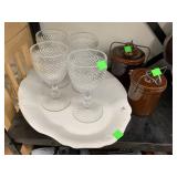 Crocks, Glasses, Tray