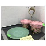 Fire king plate chipped & Condiment bowls