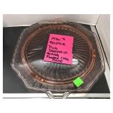 Footed Cake Plate, Pink Depression Glass