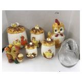 Vntg Chicken Lot, Canisters, Cookie jar, Toy