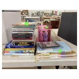 CDs, DVDs, Thomas Kinkade Paint Books, Wood Cat