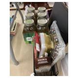 Half Gal. Ball Jars, Wire Bin, Straws, Foldable
