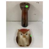 Owl Plate and Candle Holder