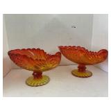 2cnt Fenton LG Wright Daisy Dishes