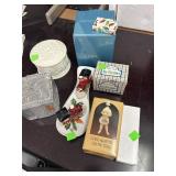Candle, Glass Trinket Box, Misc Lot