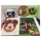 Mickey Mouse Plates, Sandwich Box, Mat