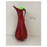 Red Hand Blown Vase