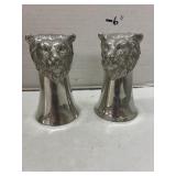 2 cnt - Pewter Stirrup Cup - LIONS HEAD