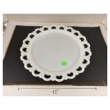 Vntg Anchor Hocking Lg Edge Milk Glass Platter