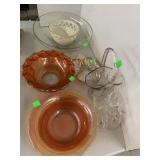 Colored Glass Bowls, Bells, Misc Glass