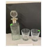 Vntg Decanter and Jim Beam Whiskey Glasses