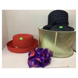 2 Hats, hair clip and Hat box