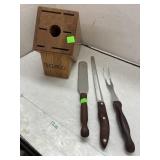 3 pc Cutco w/ Cutco Block