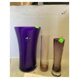 3 Purple Vases