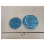 2cnt Blue Glass Lids, Small Chip
