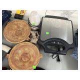 Waffle Iro, salt Lamp, Pottery Lot