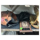 Baseball Gloves & Babe Ruth Plaque