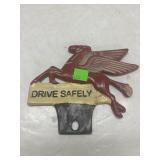 Vintage Cast Iron Mobil Pegasus Drive Safely