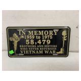 Metal Vietnam War License Plate