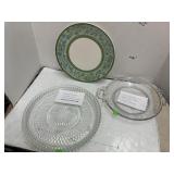 Diamond Cut Indiana Glass Platter & Misc