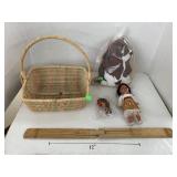 Native American Doll, Bird, Basket, Dog Pillow,