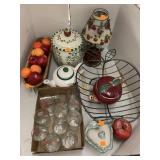 Apple Dishes, Metal Basket, Lamp, Misc