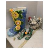 Boot Planter, Chicken Soap Dispenser, Shoe Decor