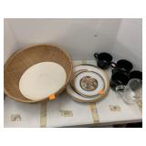 Plates, Basket, Mugs