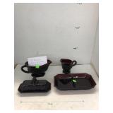 Avon Red Glass Serving Dishes