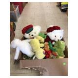 Box of Stuffed Plush - Christmas Bears, Frogs,