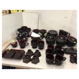 Large Lot Avon Red Glass Dishes