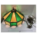 Green Stained Glass Chandelier, cracked