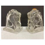 2 Federal pressed glass horse head figurines