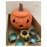 Jack-o-lantern Decor, Metal Play Dishes