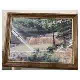 Framed waterfall photograph  32" x 24"