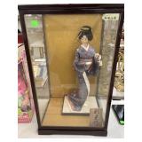 Geisha doll in glass case