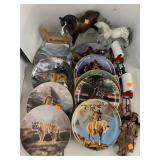 Native American Doll and Plates, Horses, Wagons,